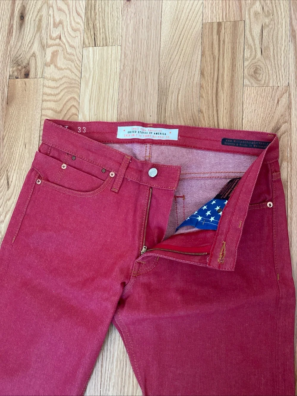 Slim Fit selvedge Men's Red Jeans 👖 - Picture 4 of 5